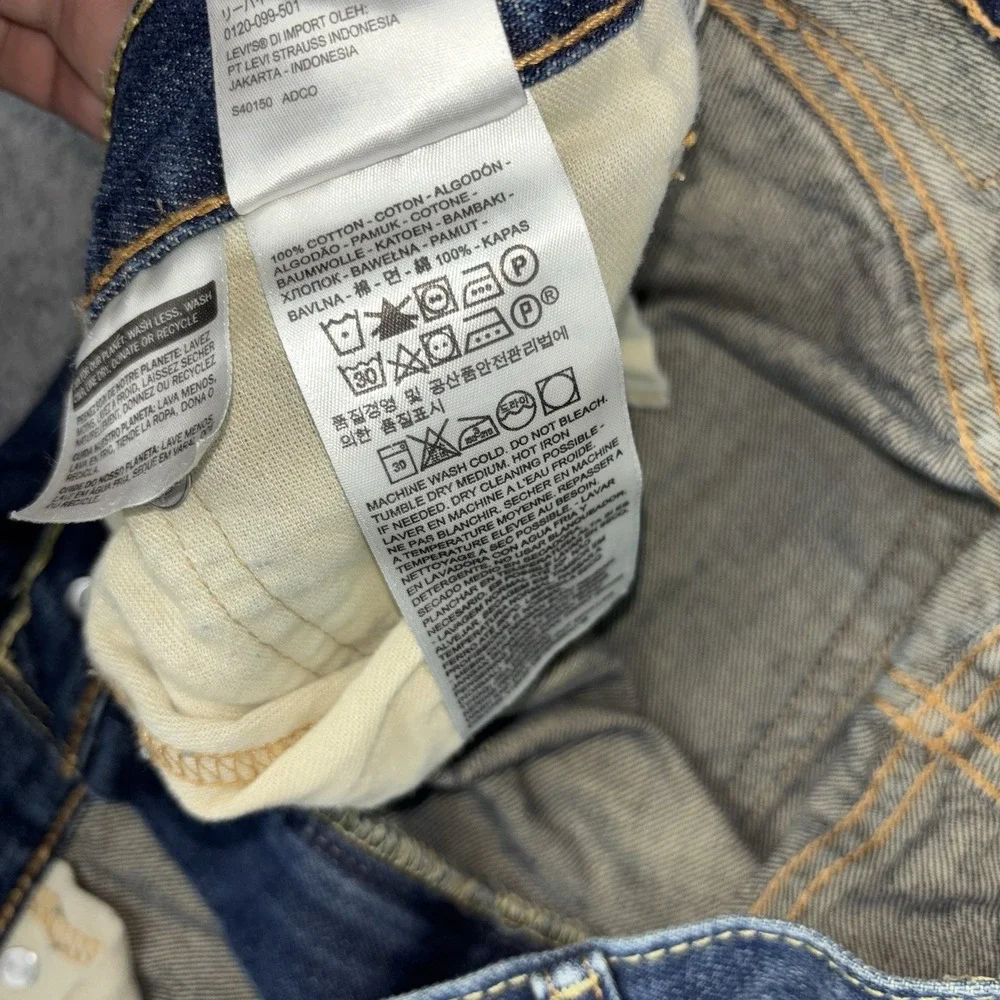 Levi's 511 Slim Fit Jeans Men's 38x32 Blue Distressed Ripped Dark Wash Denim EUC